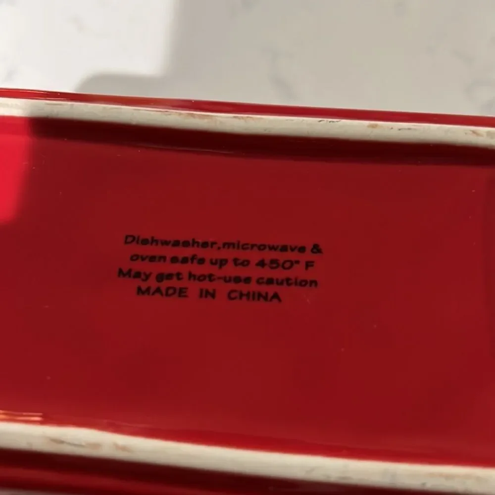 Christmas Red Ceramic Rectangular Cookware